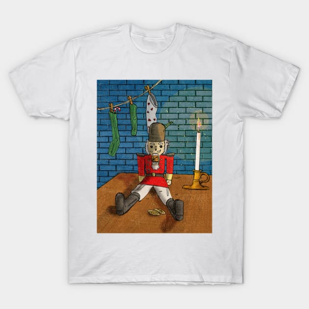 The Nutcracker Retro Christmas T-Shirt by Wall-Art-Sketch